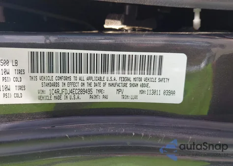 2014 Jeep Grand Cherokee Srt8 from USA, damaged, VIN 1C4RJFDJ4EC289495